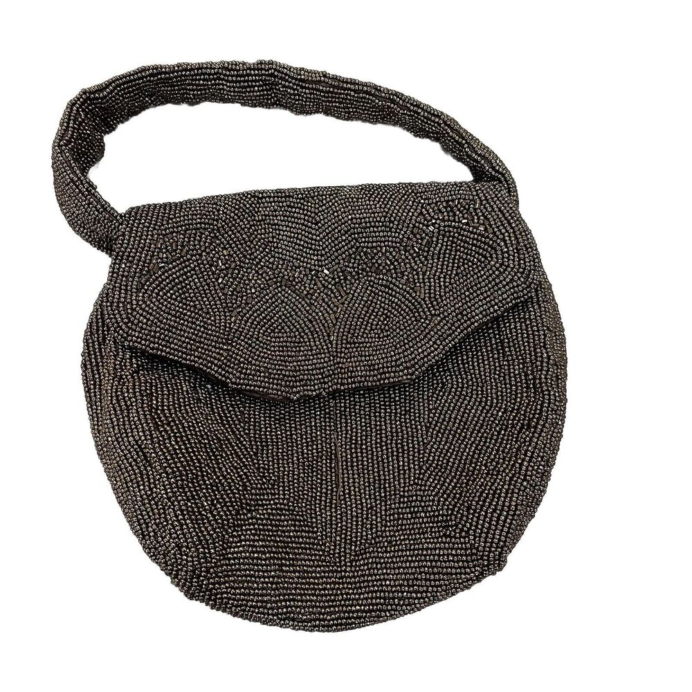 Kenneth Jay Lane Brown Micro Bead Small Evening Bag